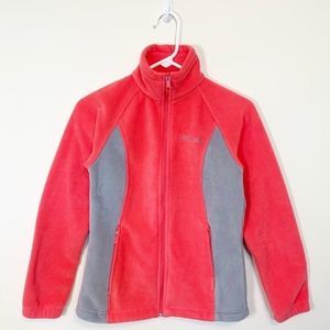 Columbia Fleece Jacket Coat Zip Up Pink Gray Outerwear Warm Size XS